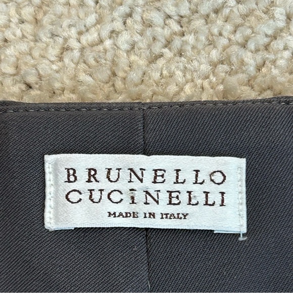 Brunello Cucinelli gray flat front ankle length slim fit dress pants side zip 10 - Picture 9 of 13